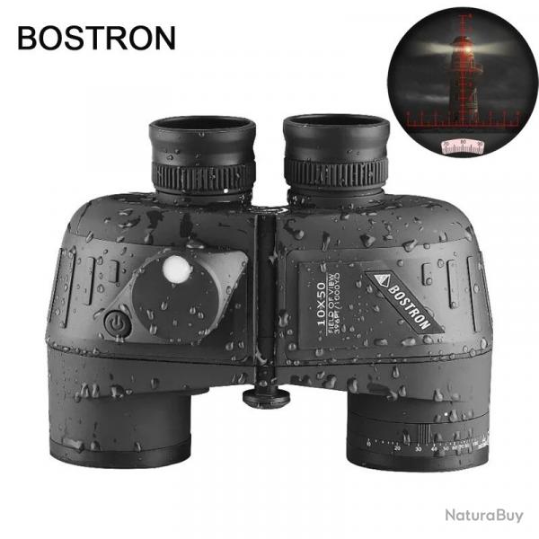 Jumelles Militaires tanches BOSTRON 10x50 avec Boussole et Tlmtre Longue Distance Chasse