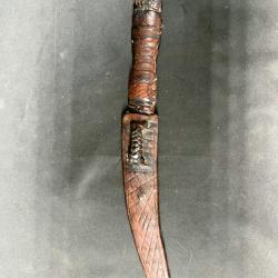 ANCIEN COUTEAU DE SOMALIE DES ANNEES 1900, LAME FER FORGE ET GRAVEE, ART AFRICAIN