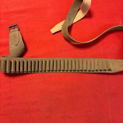Cartouchières ceinture en cuir nubuck  made in France
