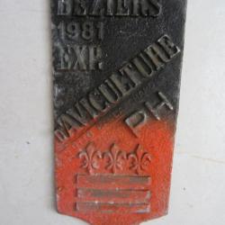 Plaque expo d'aviculture Béziers 1981