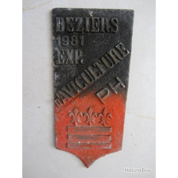 Plaque expo d'aviculture Bziers 1981