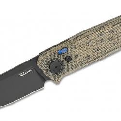 Couteau Reate Knives PL-6 Green/Black Lame Acier Nitro-V Blk Manche Micarta Pivot Lock Clip REA188 -