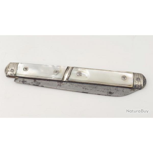 COUTEAU PLIANT 18 ARGENT ET NACRE - FRANCE FIN DU XVIII Collection France Trs bon  XVIII