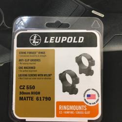 Paire de Colliers de 30mm  Acier LEUPOLD pour CZ 550 en Haut
