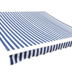 Toile d'auvent bleu et blanc 3 x 2,5 m en polyester - Remplacement sans cadre