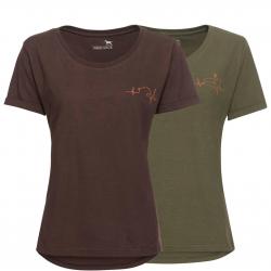 Pack de 2 t shirts femme imprimés chasse Couleur Marron Vert