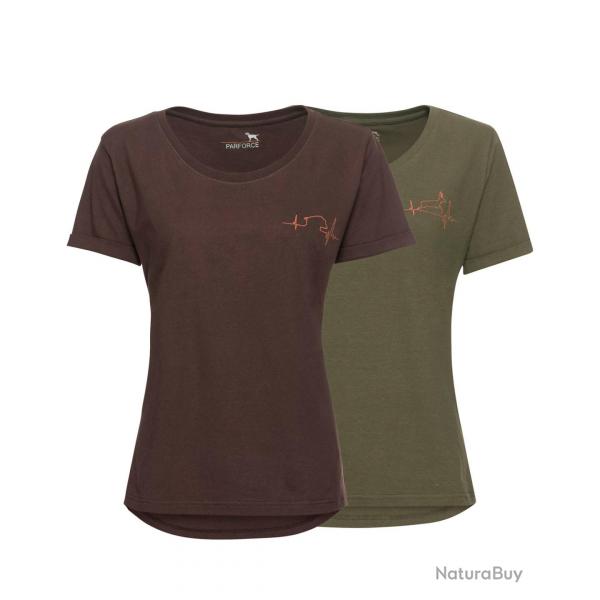 Pack de 2 t shirts femme imprims chasse Couleur Marron Vert