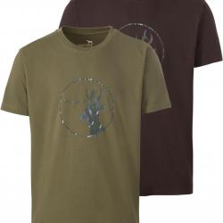 Pack de 2 t shirts imprimés chevreuil Couleur Vert Marron