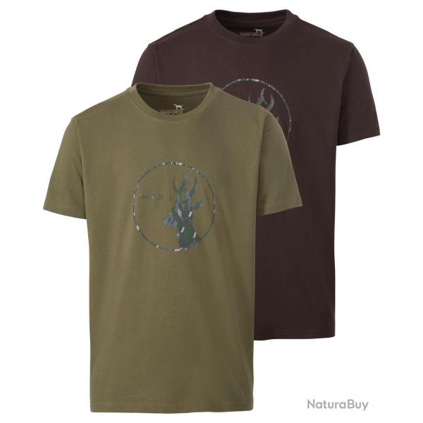 Pack de 2 t shirts imprims chevreuil Couleur Vert Marron