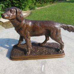 Jules BENNES (1878-1951) « Chien à l'arrêt » sculpture en bronze à patine brune nuancée (XIX-XXé)