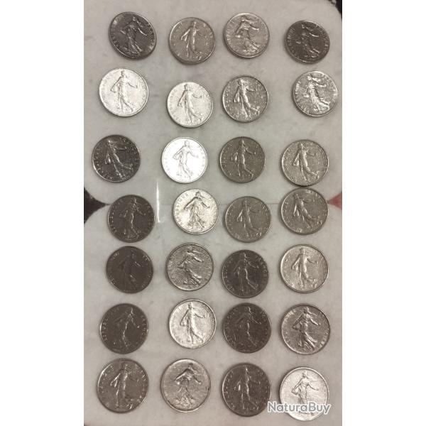 Lot 28 pices anciennes 1/2 Franc Semeuse (1964-1974) - Monnaie collection - Ancien franc vintage