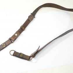 Baudrier / sangle de ceinturon avec passants coulant d'officier Français - WW1 / WW2 cuir brun