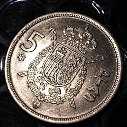 espagne piece de  5 pesetas 1975 ttb