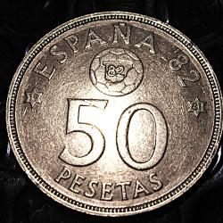 espagne piece de  50 pesetas 1980 (commemo mondial 82) ttb