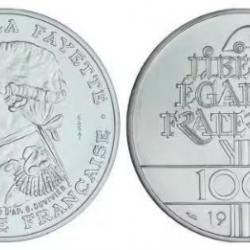 MONNAIE DE 100F LAFAYETTE 1987 EN ARGENT MASSIF 900% Quel rôle a joué La Fayette auprès des français