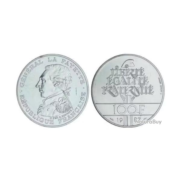 MONNAIE DE 100F LAFAYETTE 1987 EN ARGENT MASSIF 900% Quel rle a jou La Fayette auprs des franais
