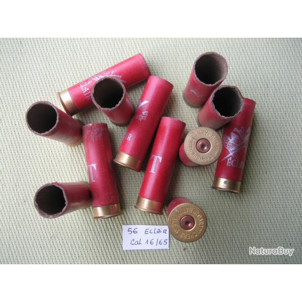 Lot  de  56 Douilles carton  cal  16 / 65  tires une fois  clair