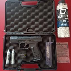 Pack Airsoft Walther P99 DAO + Mallette + 2 CO2 + Billes