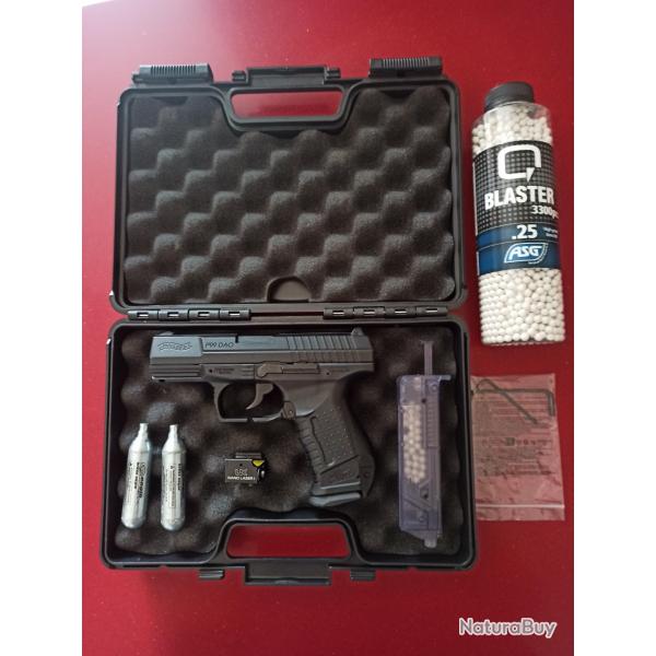Pack Airsoft Walther P99 DAO + Mallette + 2 CO2 + Billes