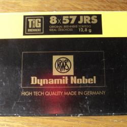 1 boîte neuve complète de 20 Balles 8x57 JRS. TIG.BRENNEKE. 12,8 g / 198 gr