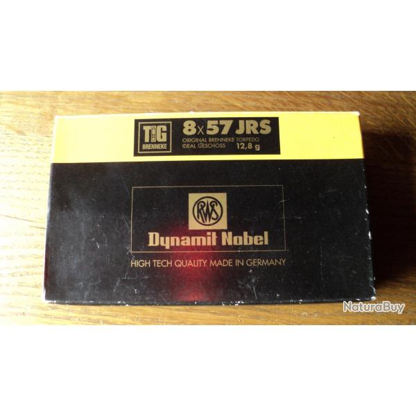 1 bote neuve complte de 20 Balles 8x57 JRS. TIG.BRENNEKE. 12,8 g / 198 gr