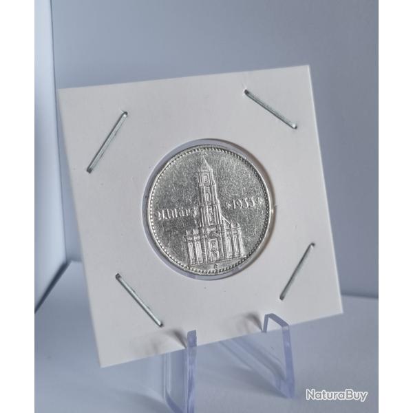 Trs Rare 2 Reichsmark Argent 1934 E ,Commmorative, Allemagne , IIIme Reich , WW2 , WWII