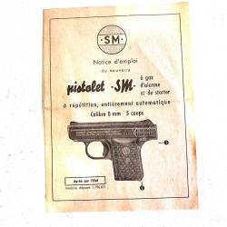 Ancienne Notice Pistolet SM Sport waffenfabrik