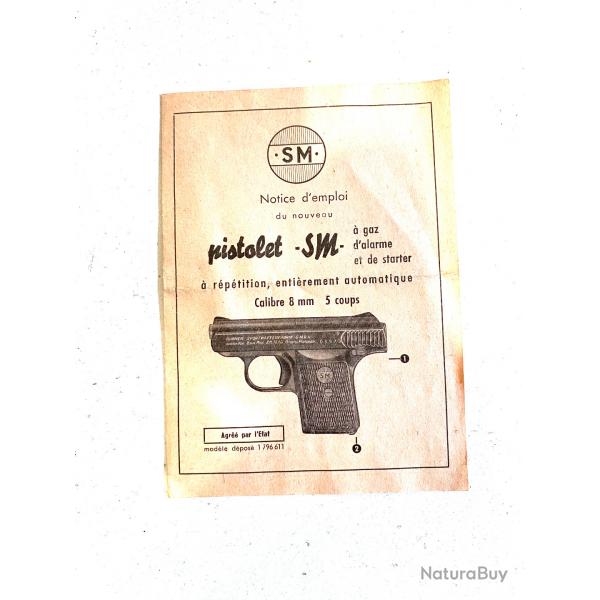 Ancienne Notice Pistolet SM Sport waffenfabrik