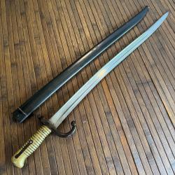 SUPERBE SABRE BAÏONNETTE YATAGAN CHASSEPOT MONOMATRICULE MANUFACTURE D'ARMES DE ST ETIENNE 1874