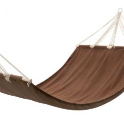 Hamac marron 210x150 cm en coton et polyester - Avec barre en bois, 2 places