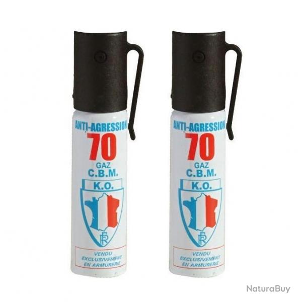 Pack de 2 Bombes arosol de defense au gaz lacrymogne 25ML