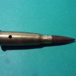 1 munition 8x50R Lebel ( TS-4-28-I ) étui laiton, balle blindée cuivrée, amorce MGM 000, neutralisée