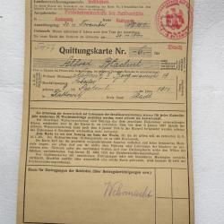 Carte de cotisation assurance maladie allemande WW2 1941