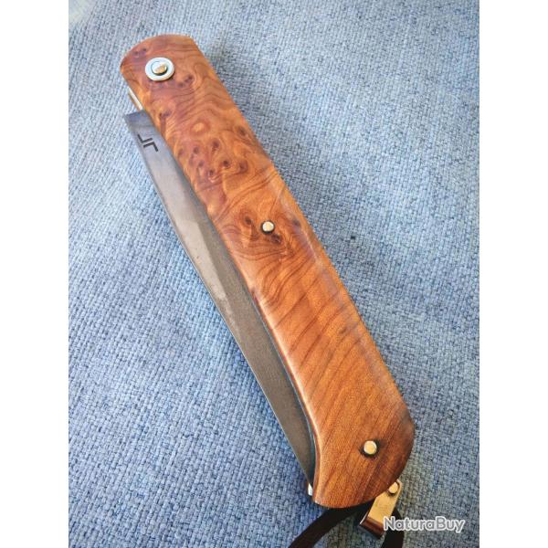 Couteau pliant  cran plat n 0102 - Pice unique - montage traditionnel rivet