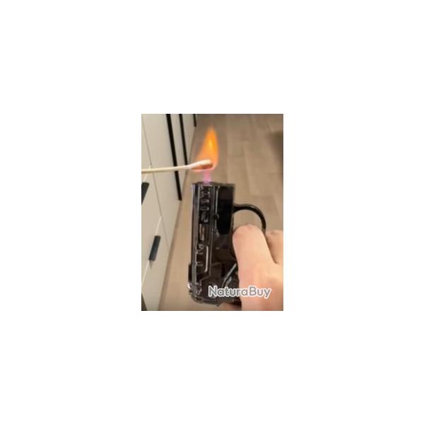 BRIQUET PISTOLET EN METAL RECHARGEABLE GAZ AVEC POINTEUR LASER INTEGRE