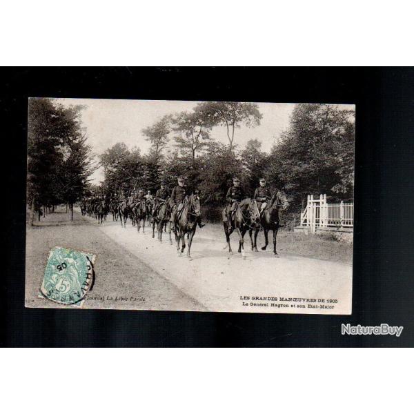 les grandes manoeuvres de 1905, le gnral hagron et son tat-major, cavaliers