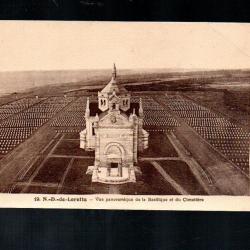 notre dame de lorette vue panoramique de la basilique et du cimetière cpa