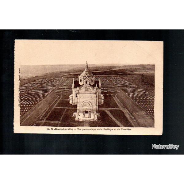 notre dame de lorette vue panoramique de la basilique et du cimetire cpa