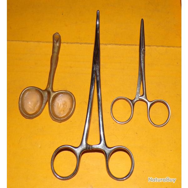 SERVICE DE SANTE : OUTIL MEDICAL LOT DE 3 PINCES POUR OPERATION ,BON ETAT  VOIR PHOTOS. POUR TOUT RE