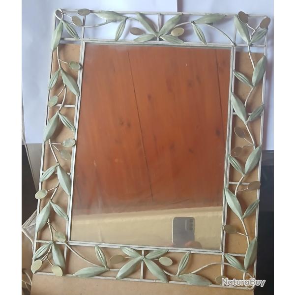 BEA MIROIR STYLE FEUILLES D'OLIVIERS EN MTAL
