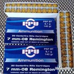40 Douilles PPU Ammunition Calibre 7mm-08 REM Tirées une seule fois (Voir Photo)