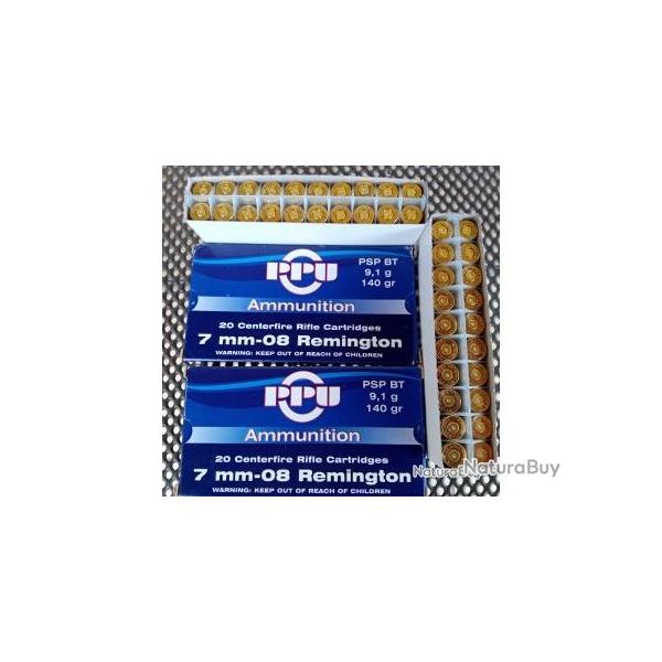 40 Douilles PPU Ammunition Calibre 7mm-08 REM Tires une seule fois (Voir Photo)