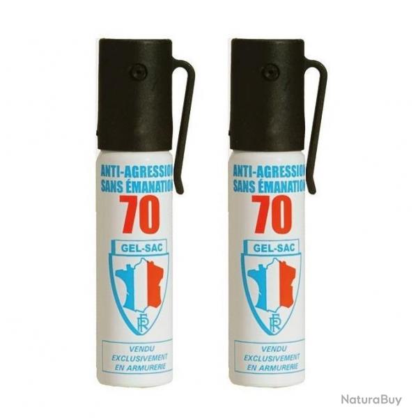 Pack de 2 Bombes aérosol de defense au gel lacrymogène 25ML