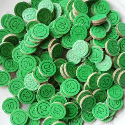 lot de 100 rondelles liège  en calibre 12.n°10 verte.