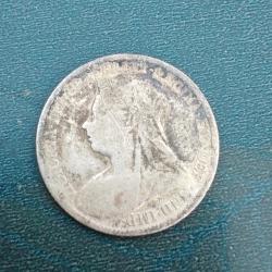 6 pence argent Victoria 1895 - Pièce de monnaie Royaume-uni