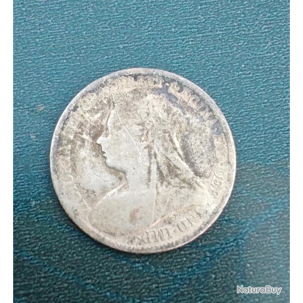 6 pence argent Victoria 1895 - Pice de monnaie Royaume-uni