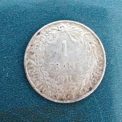 1 Franc Belge argent 1911 - Pièce de monnaie Belgique