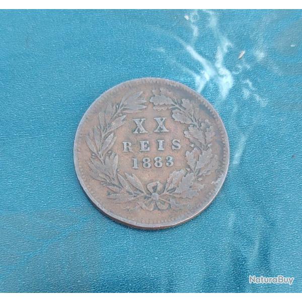 20 Reis Luiz I 1883 - Pice de monnaie Portugal