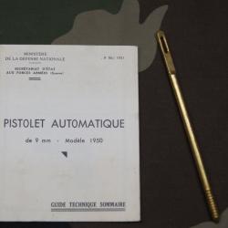LOT : Guide technique sommaire de 1951 PA 9mm modèle 1950 + baguette nettoyage