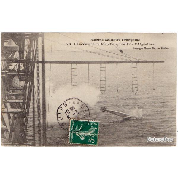 CPA -Marine Militaire Franaise - Lancement de torpille  bord de l'Algsiras N1550